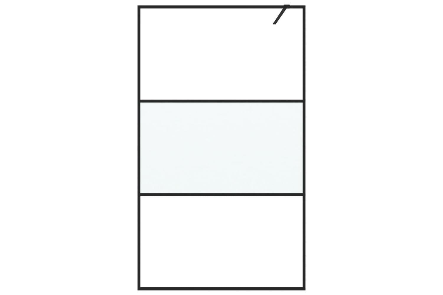 vidaXL 152108 Walk-in Shower Wall Black 115x195cm Half Frosted Esg Glass-3