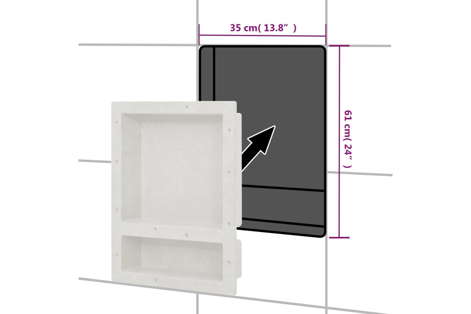 vidaXL 151396 Shower Niche With 2 Compartments Matt White 41x51x10cm-6