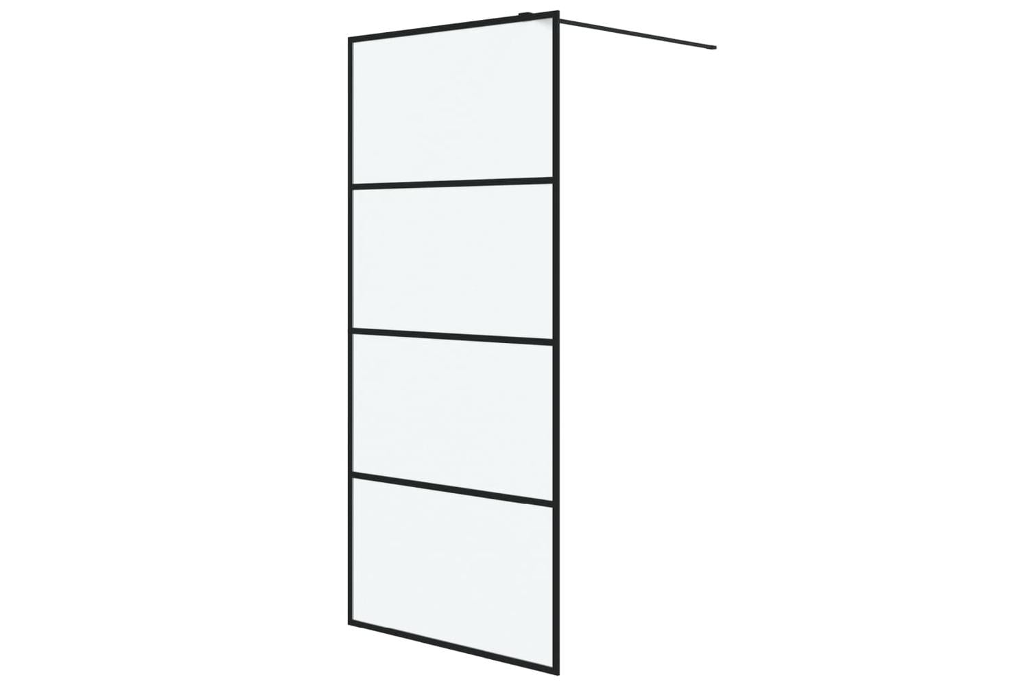 vidaXL 152131 Walk-in Shower Wall Black 90x195cm Frosted Esg Glass-2