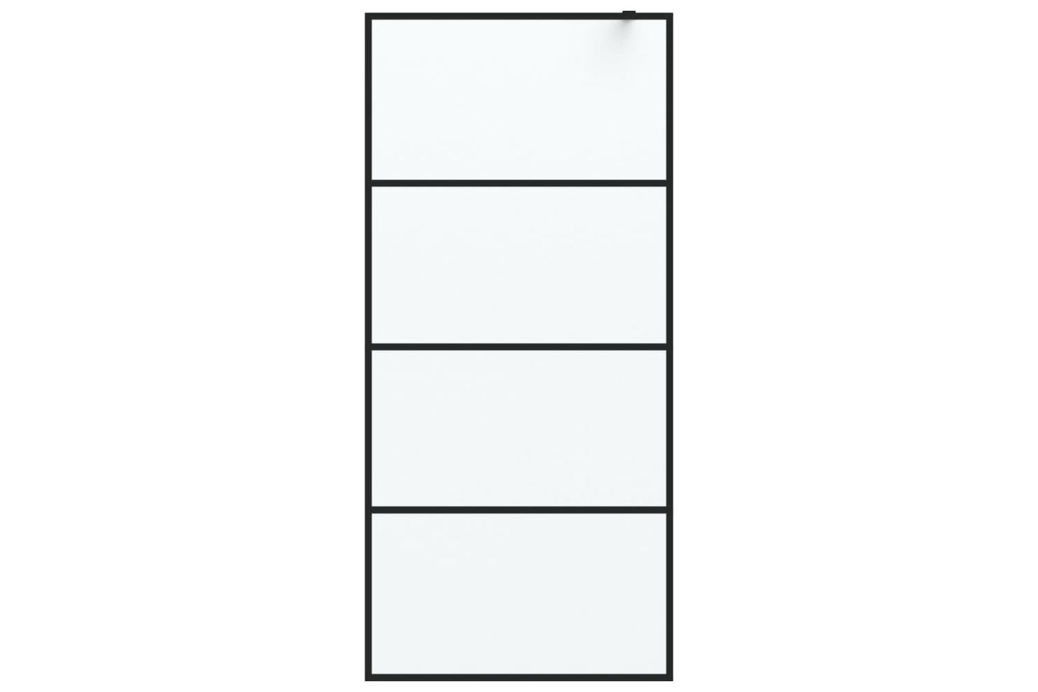 vidaXL 152131 Walk-in Shower Wall Black 90x195cm Frosted Esg Glass-3