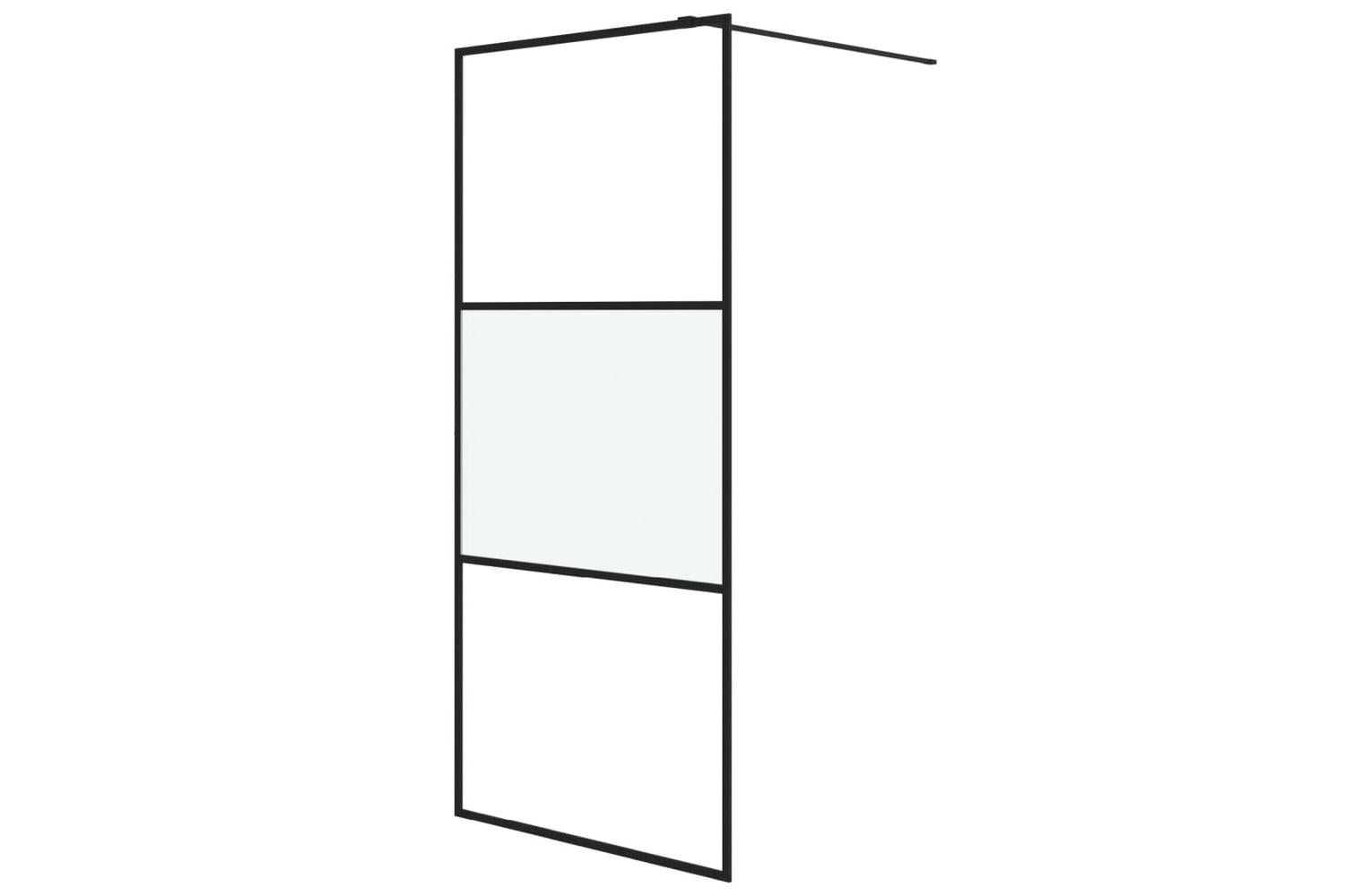 vidaXL 152106 Walk-in Shower Wall Black 90x195cm Half Frosted Esg Glass-2