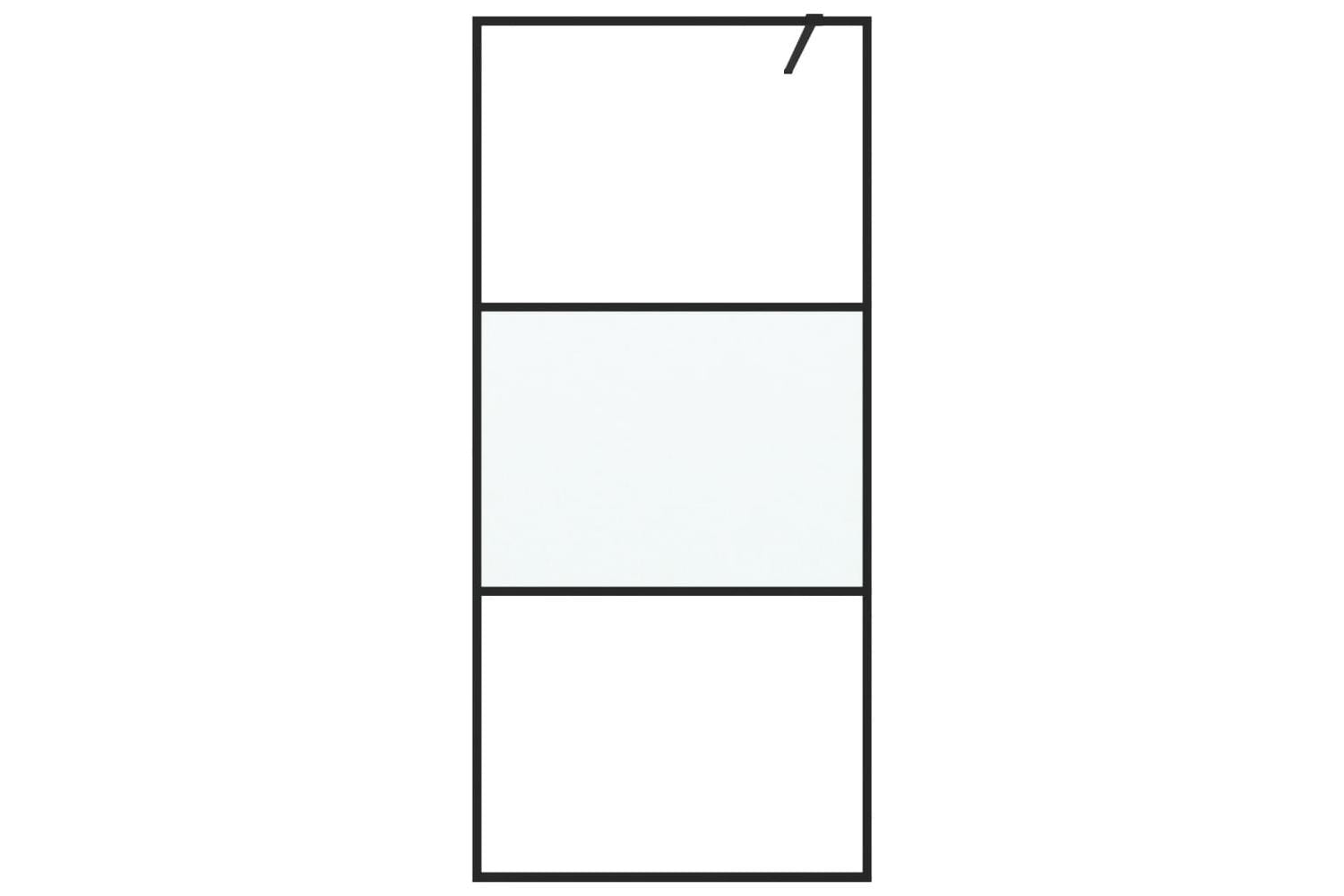 vidaXL 152106 Walk-in Shower Wall Black 90x195cm Half Frosted Esg Glass-3