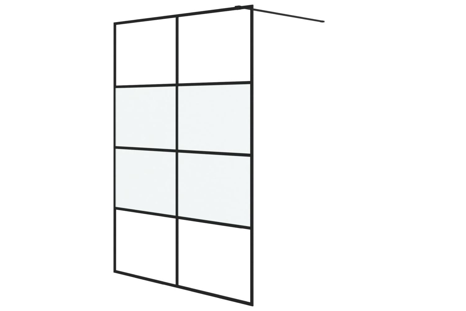 vidaXL 152129 Walk-in Shower Wall Black 140x195cm Half Frosted Esg Glass-2