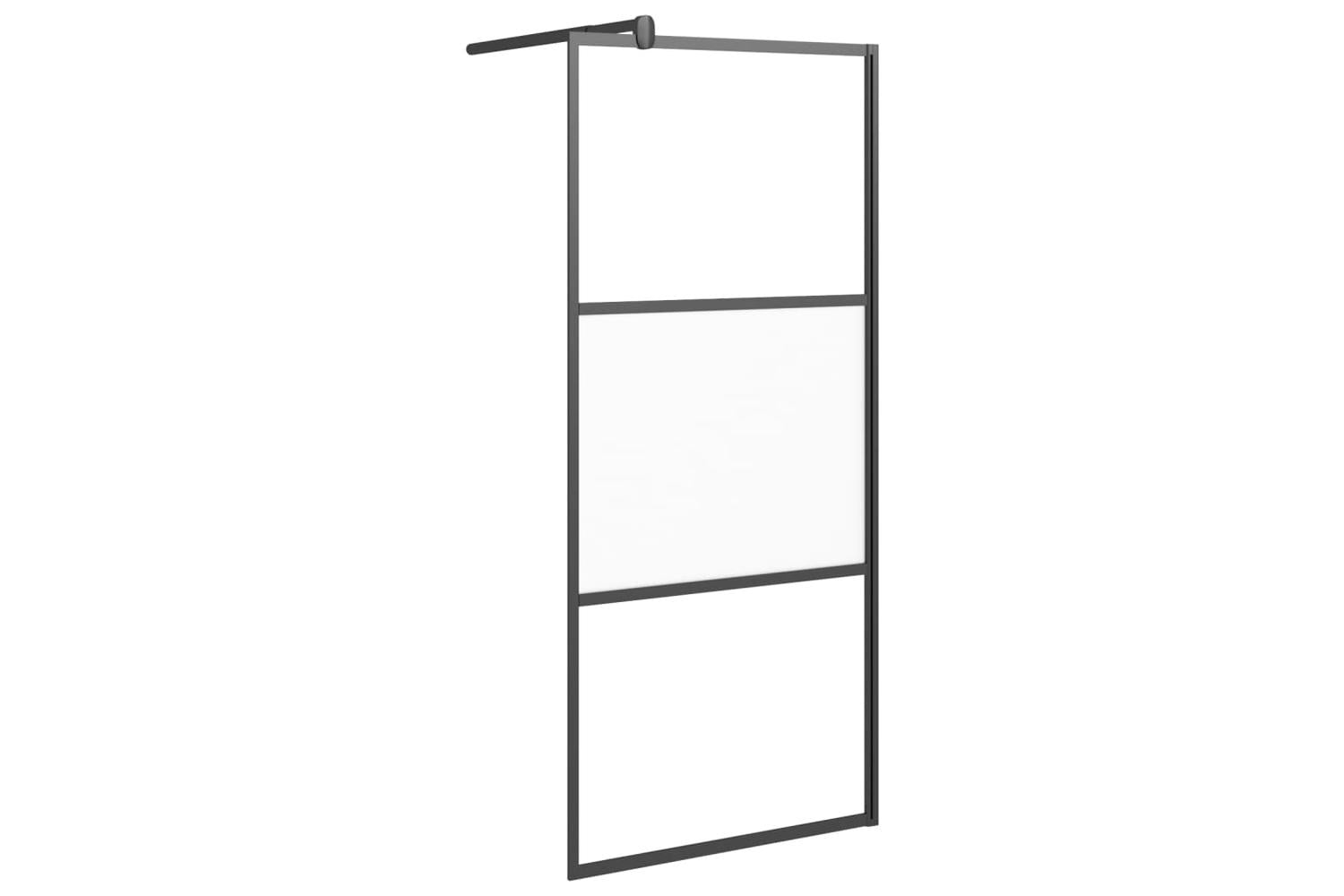 vidaXL 151873 Walk-in Shower Wall 90x195cm Half Frosted Esg Glass Black