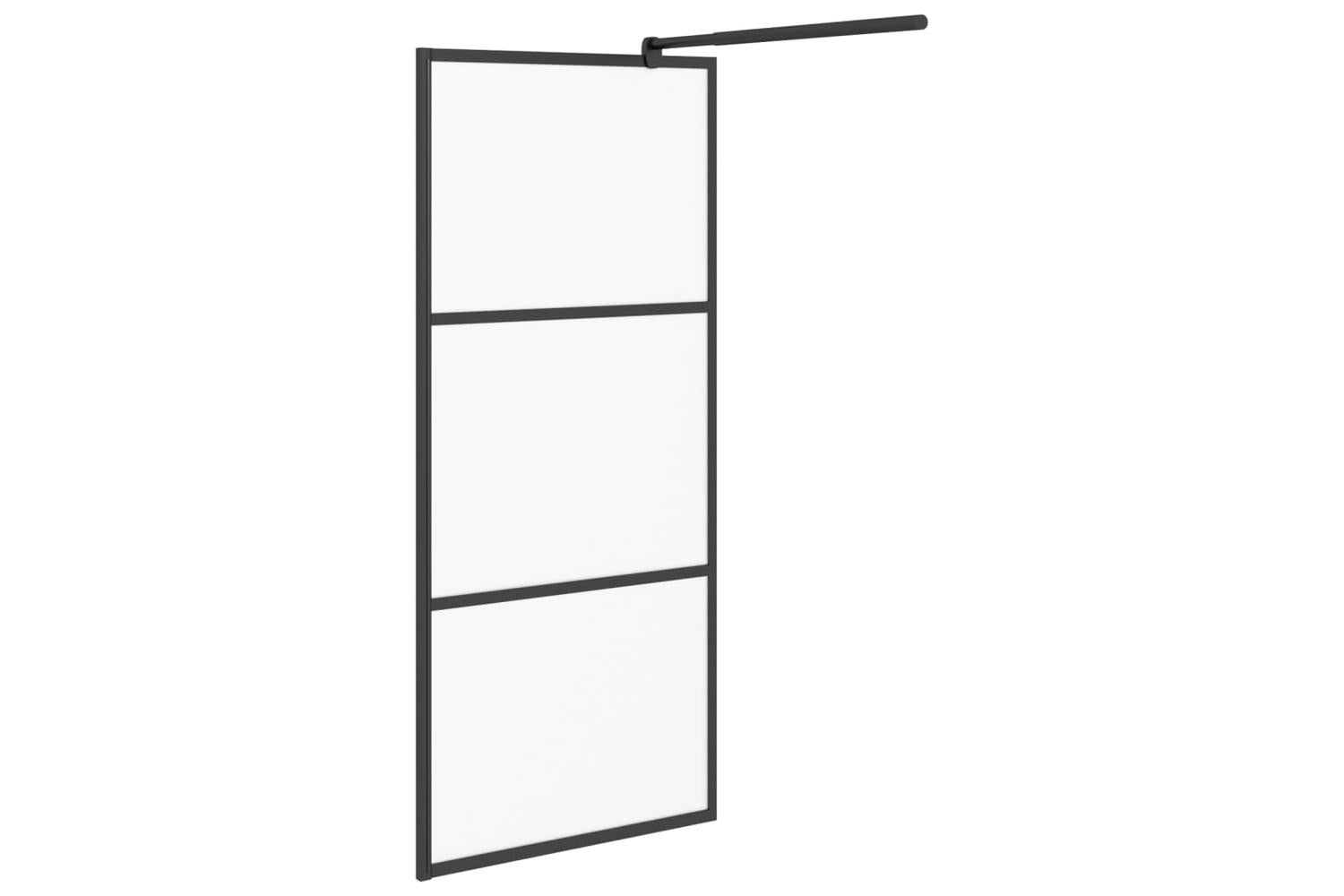 vidaXL 151876 Walk-in Shower Wall 80x195cm Frosted Esg Glass Black-4