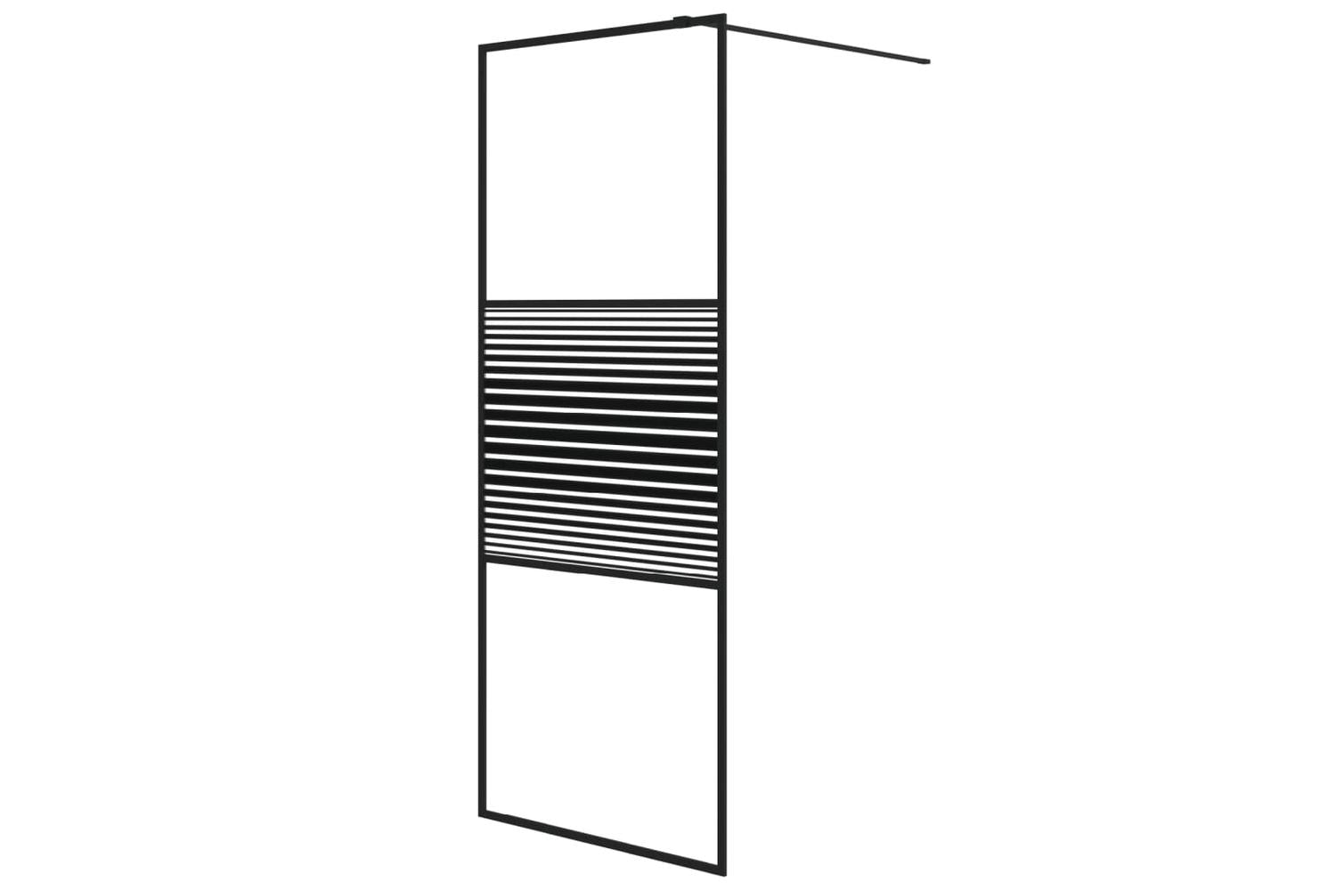 vidaXL 152145 Walk-in Shower Wall Black 80x195cm Clear Esg Glass-2