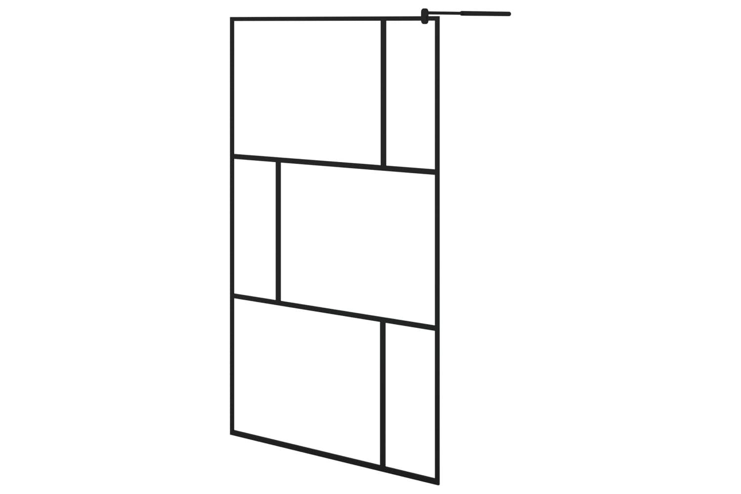 vidaXL 149155 Walk-in Shower Wall With Tempered Glass Black 115x195cm-2