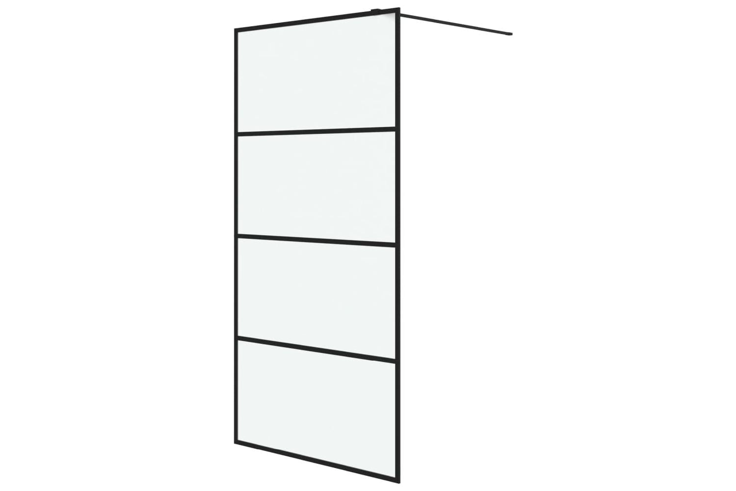 vidaXL 152132 Walk-in Shower Wall Black 100x195cm Frosted Esg Glass-2