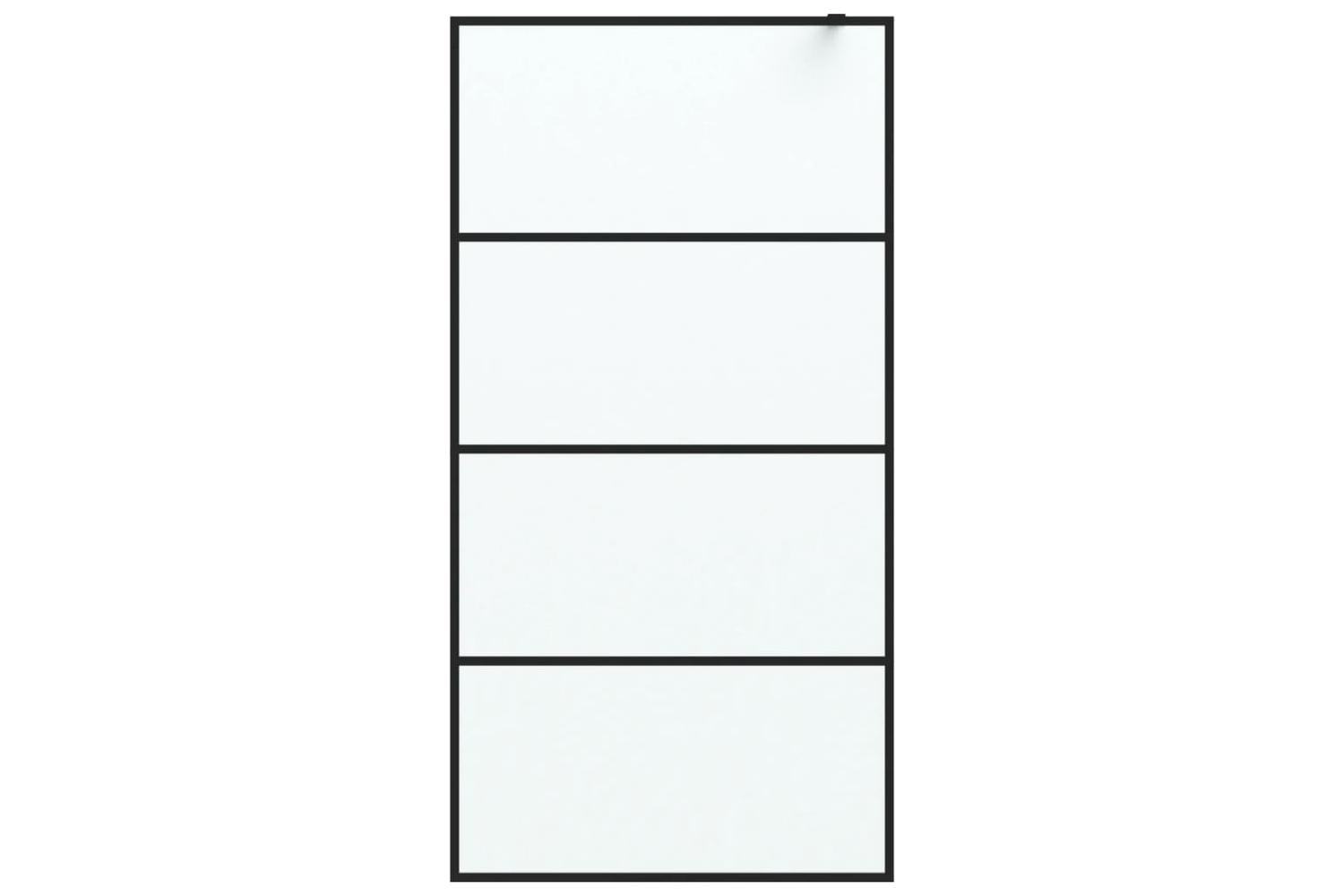 vidaXL 152132 Walk-in Shower Wall Black 100x195cm Frosted Esg Glass-3