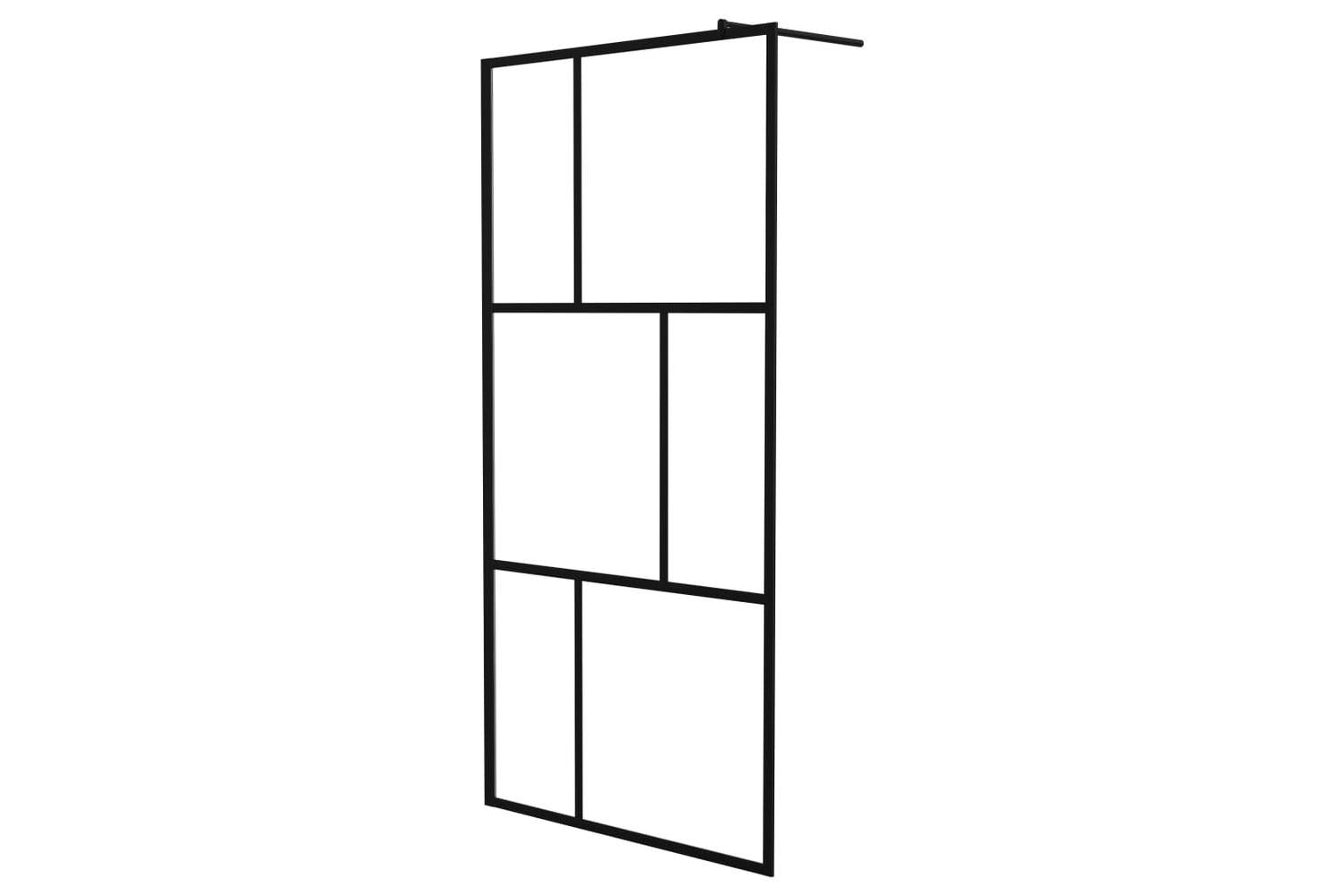 vidaXL 149154 Walk-in Shower Wall With Tempered Glass Black 100x195cm-2