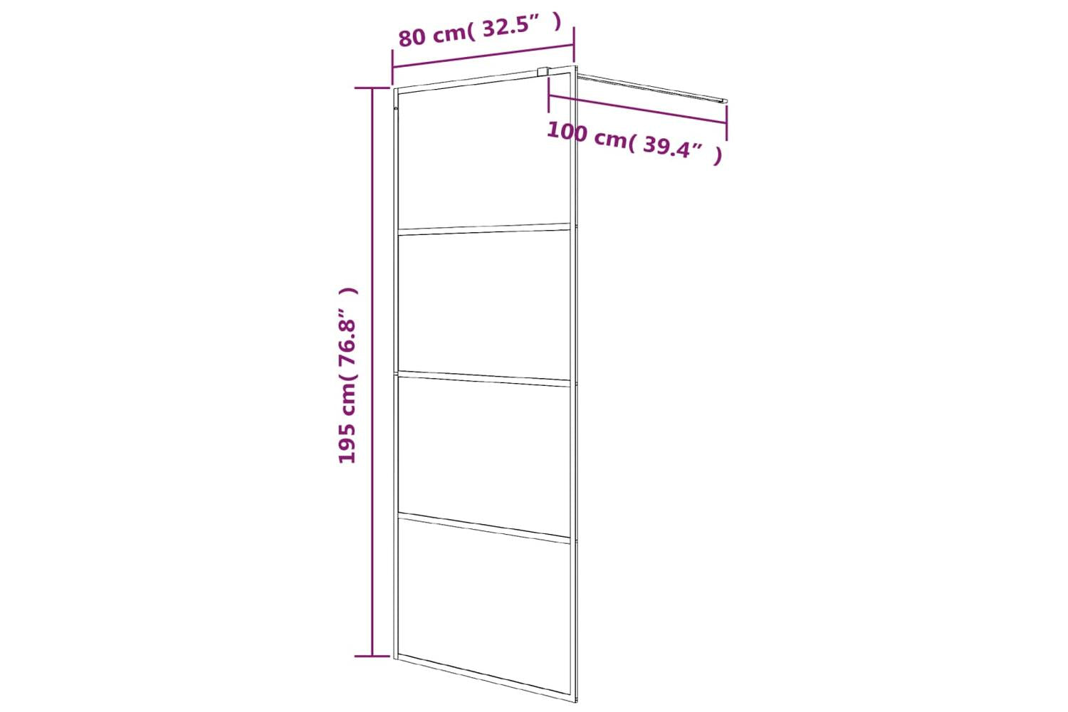 vidaXL 152135 Walk-in Shower Wall Silver 80x195cm Clear Esg Glass-7