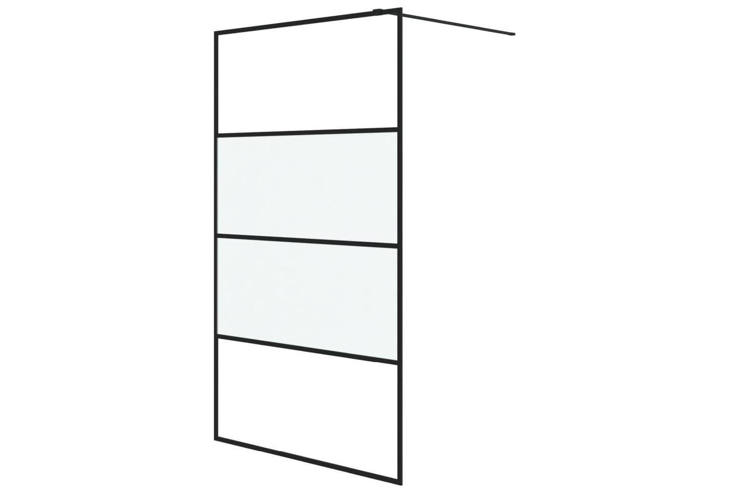 vidaXL 152128 Walk-in Shower Wall Black 115x195cm Half Frosted Esg Glass-2