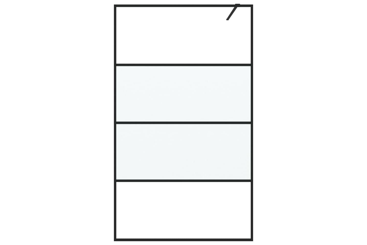 vidaXL 152128 Walk-in Shower Wall Black 115x195cm Half Frosted Esg Glass-3