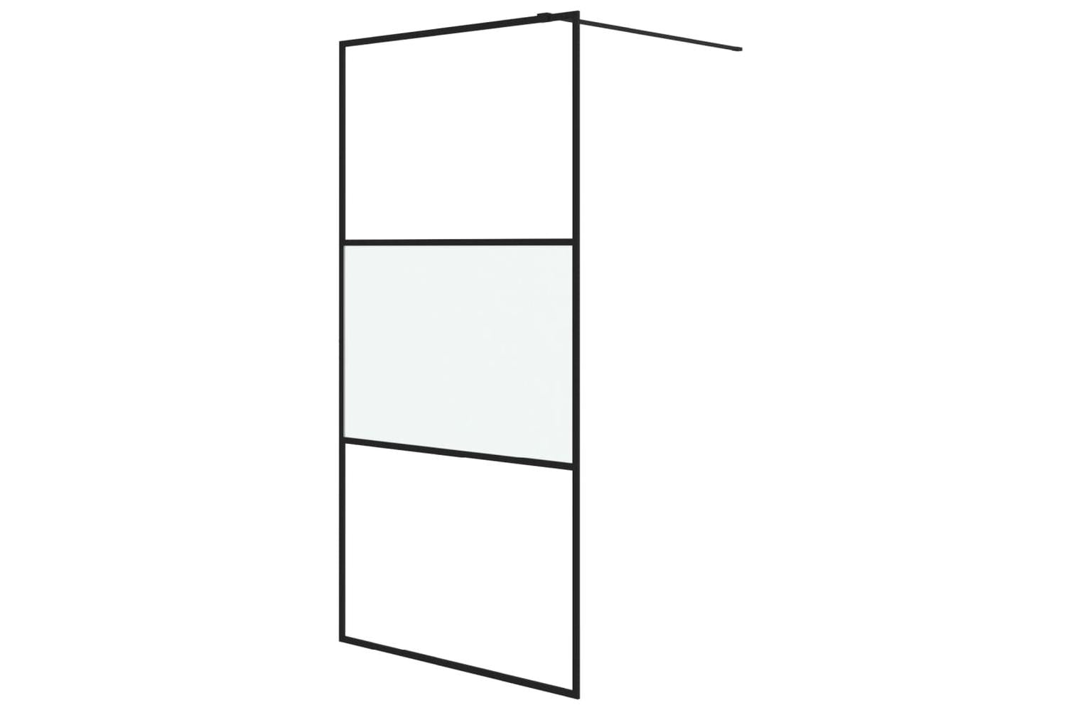 vidaXL 152107 Walk-in Shower Wall Black 100x195cm Half Frosted Esg Glass