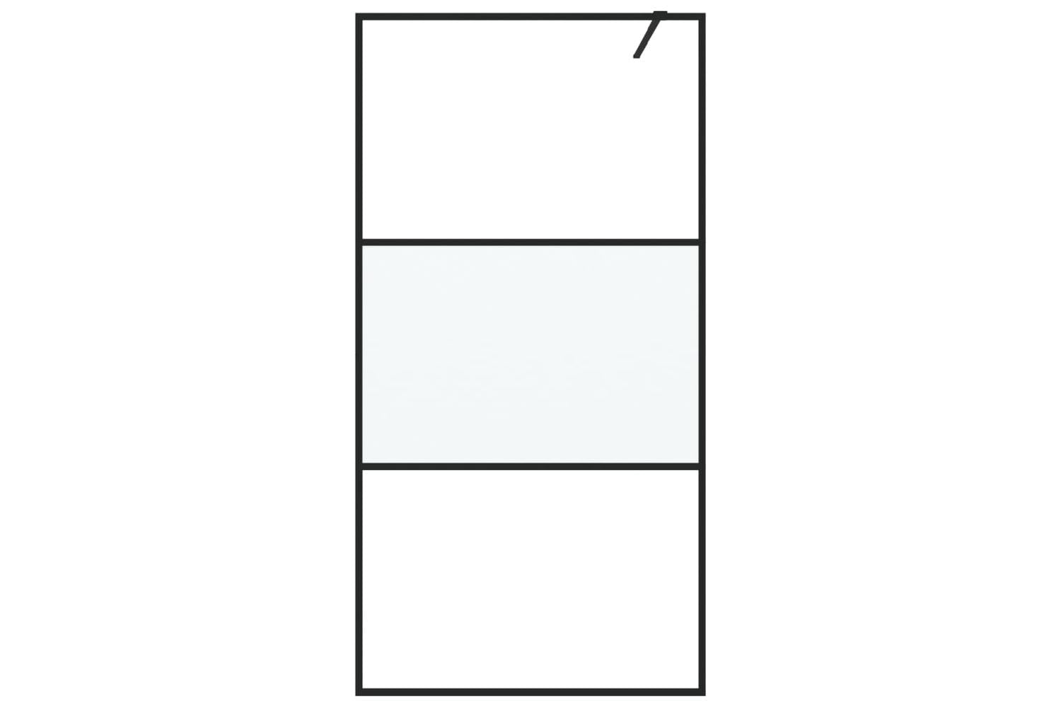 vidaXL 152107 Walk-in Shower Wall Black 100x195cm Half Frosted Esg Glass-3