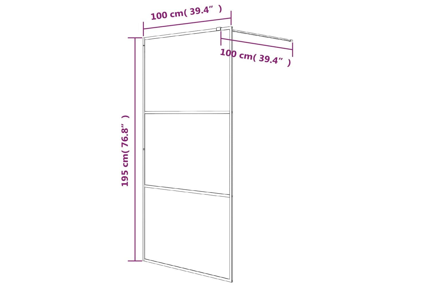 vidaXL 152107 Walk-in Shower Wall Black 100x195cm Half Frosted Esg Glass-7