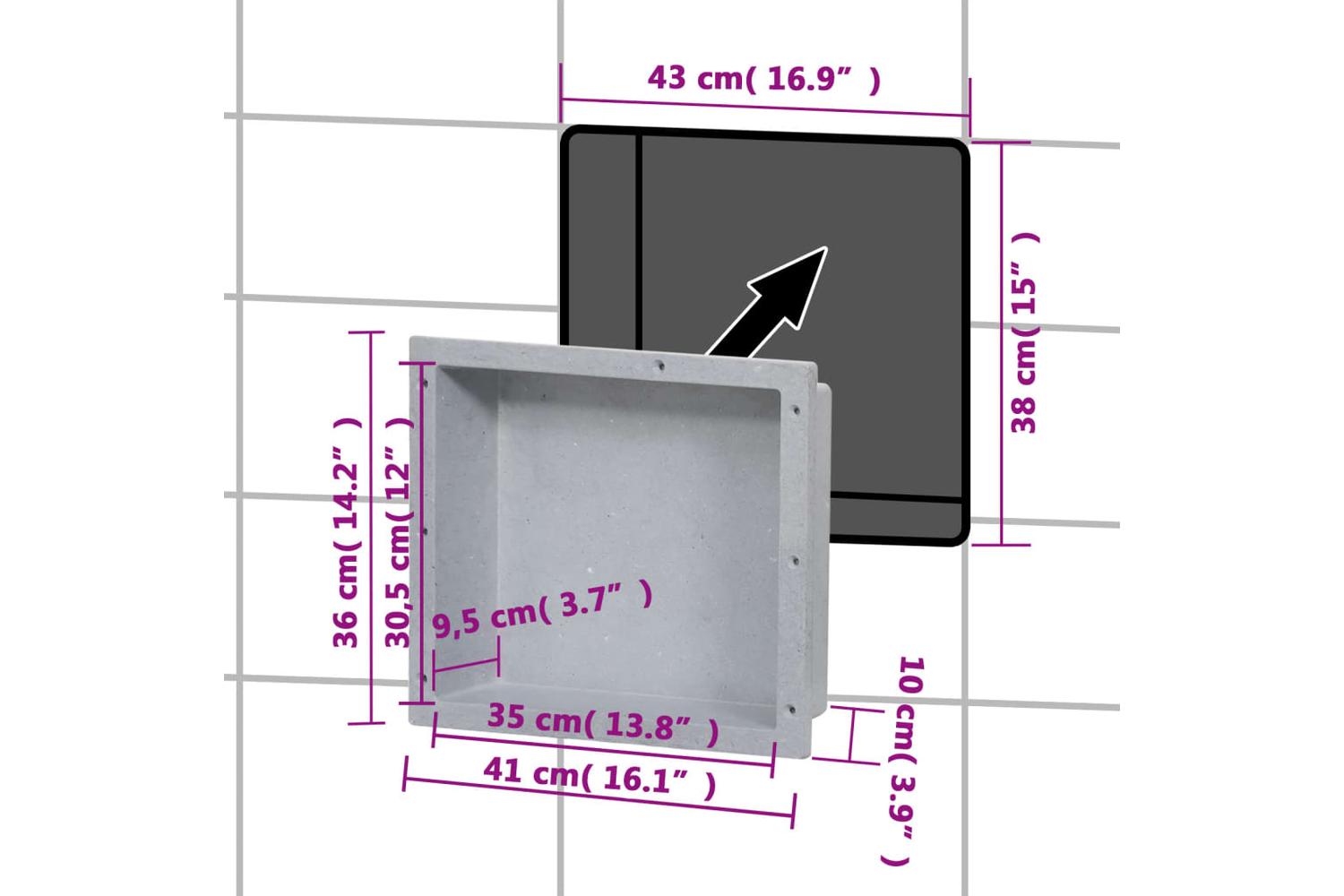 vidaXL 151389 Shower Niche Matt Grey 41x36x10cm-7