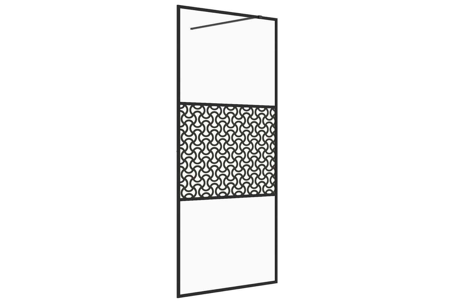 vidaXL 151028 Walk-in Shower Wall With Clear Esg Glass 80x195cm Black-2