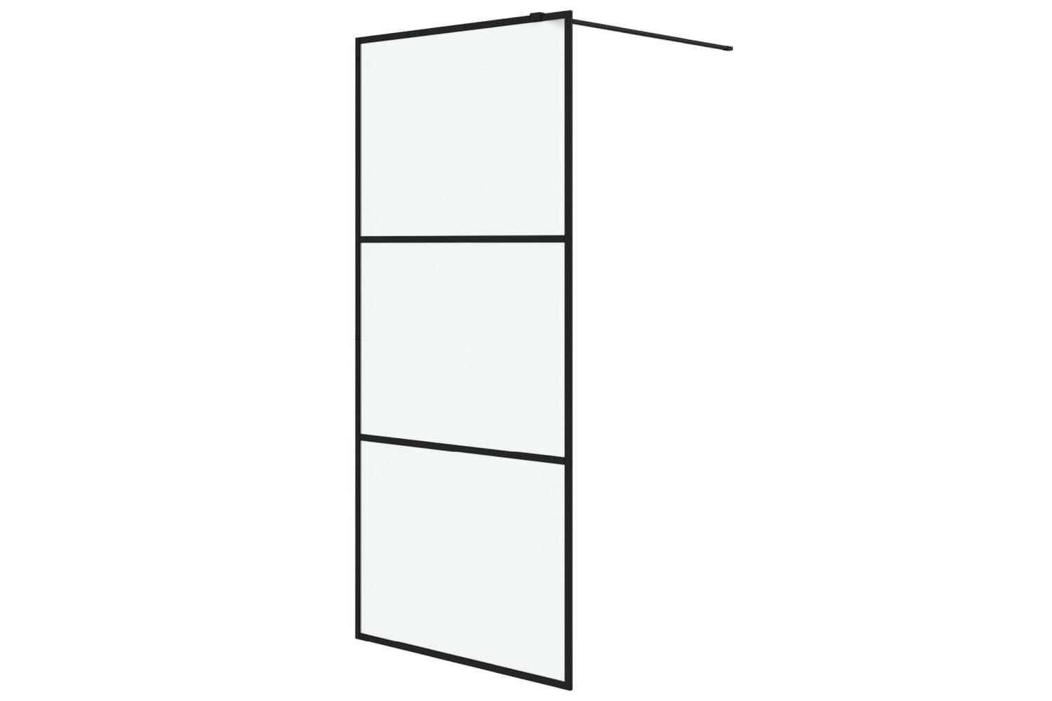 vidaXL 152111 Walk-in Shower Wall Black 90x195cm Frosted Esg Glass-2