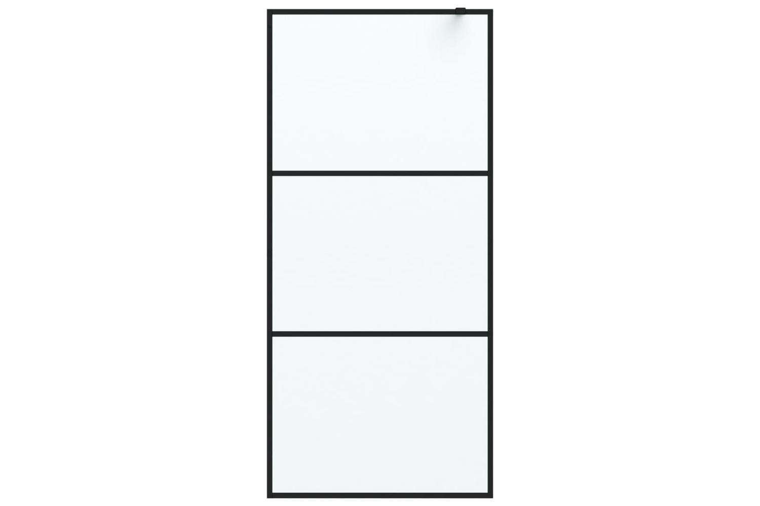 vidaXL 152111 Walk-in Shower Wall Black 90x195cm Frosted Esg Glass-3
