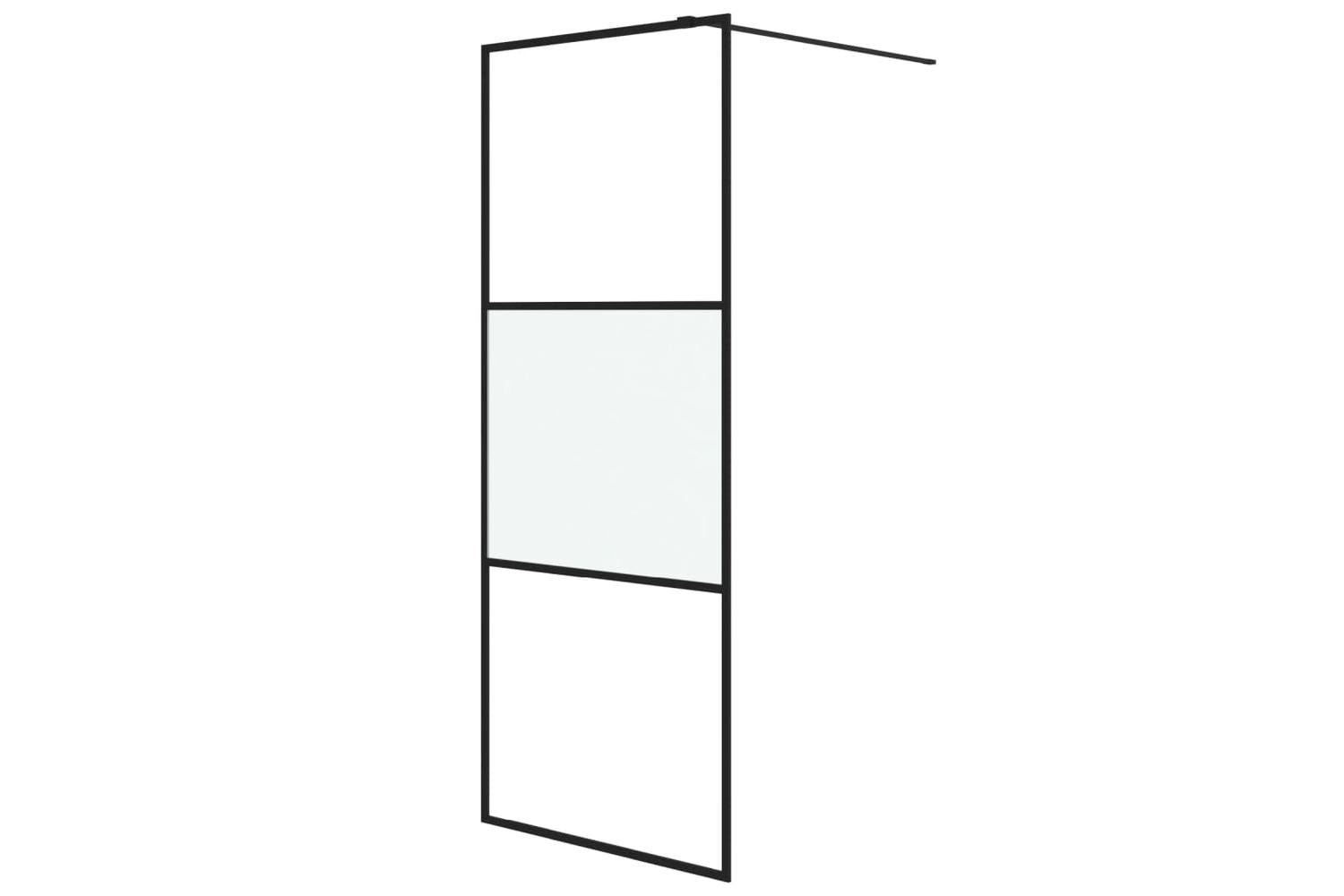 vidaXL 152105 Walk-in Shower Wall Black 80x195cm Half Frosted Esg Glass