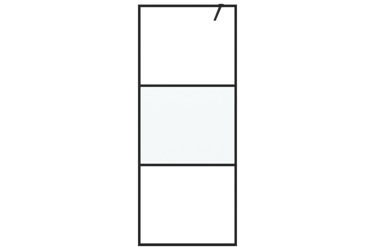 vidaXL 152105 Walk-in Shower Wall Black 80x195cm Half Frosted Esg Glass-3