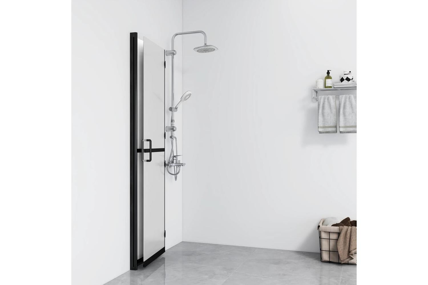 vidaXL 151193 Foldable Walk-in Shower Wall Frosted Esg Glass 80x190cm-3