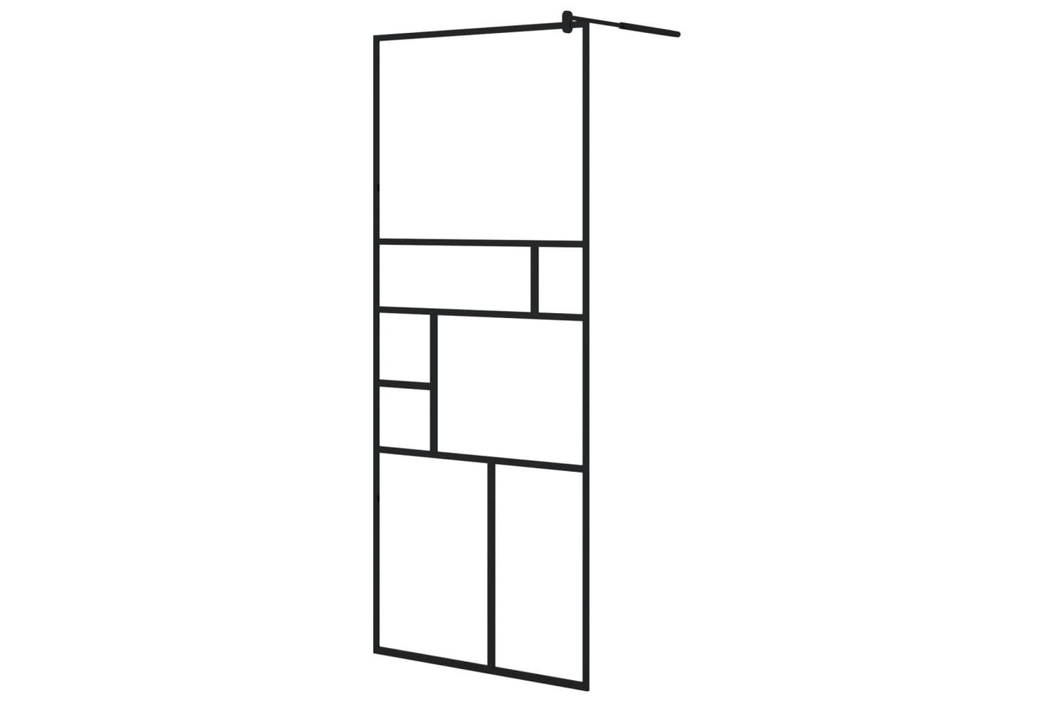 vidaXL 150752 Walk-in Shower Wall With Clear Esg Glass 80x195cm Black-2