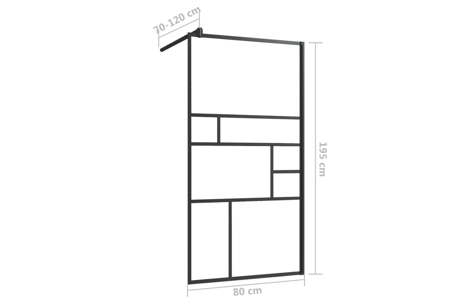 vidaXL 150752 Walk-in Shower Wall With Clear Esg Glass 80x195cm Black-6