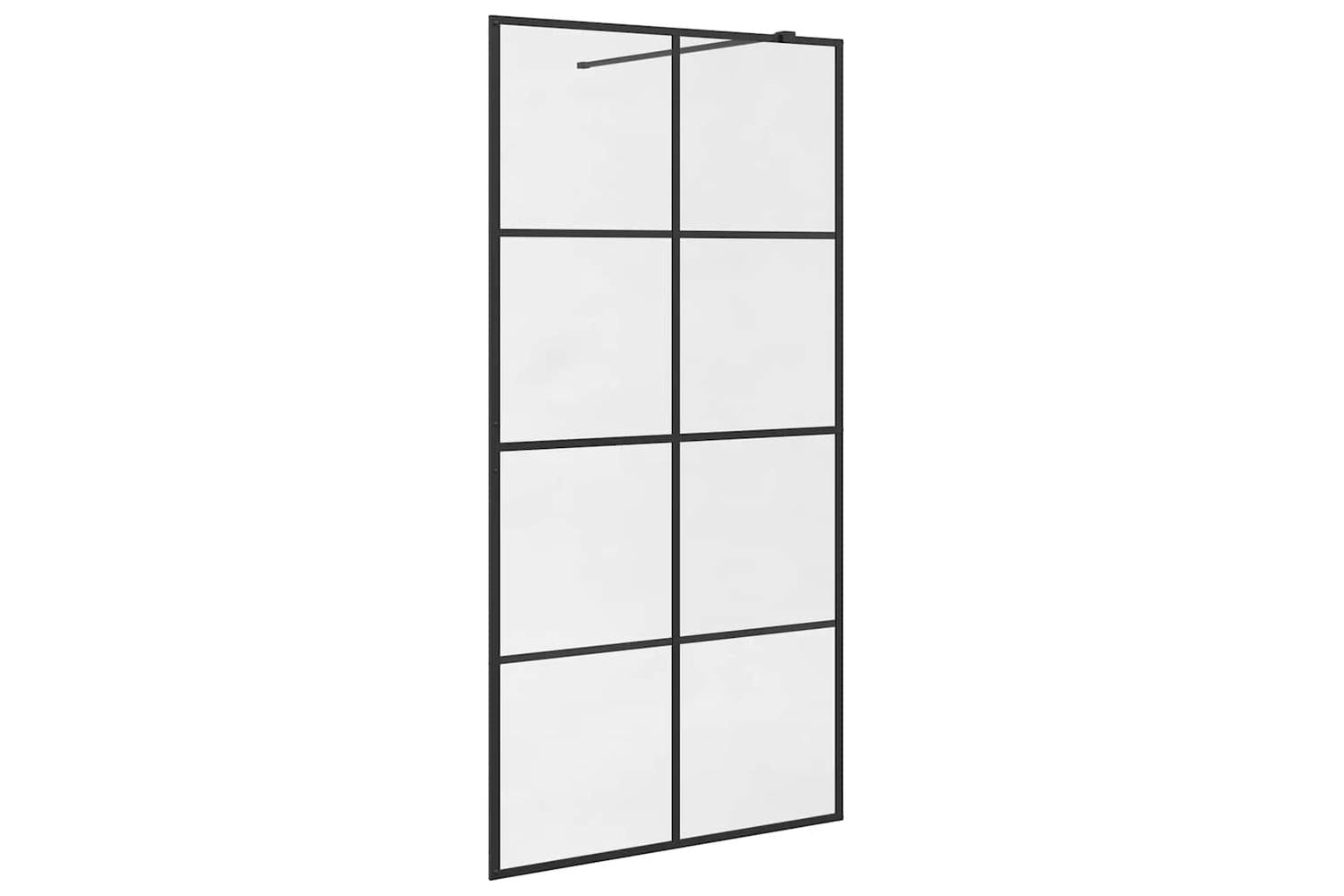 vidaXL 151035 Walk-in Shower Wall With Clear Esg Glass 100x195cm Black-2