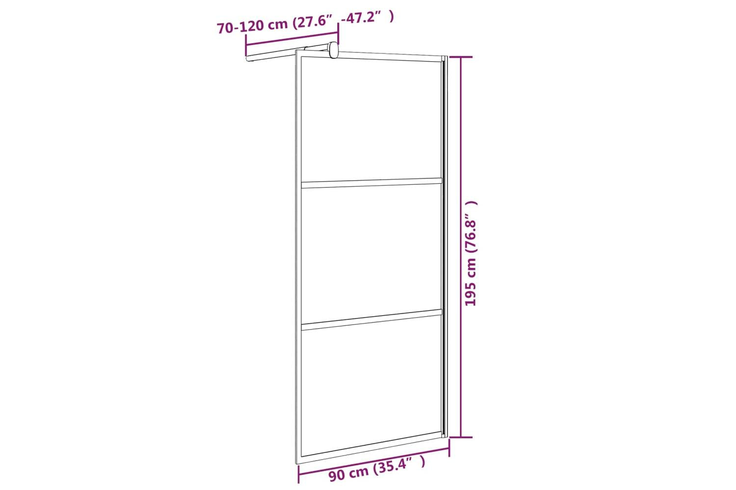 Vidaxl 151890 Walk-in Shower Wall 90x195cm Dark Esg Glass Black-7