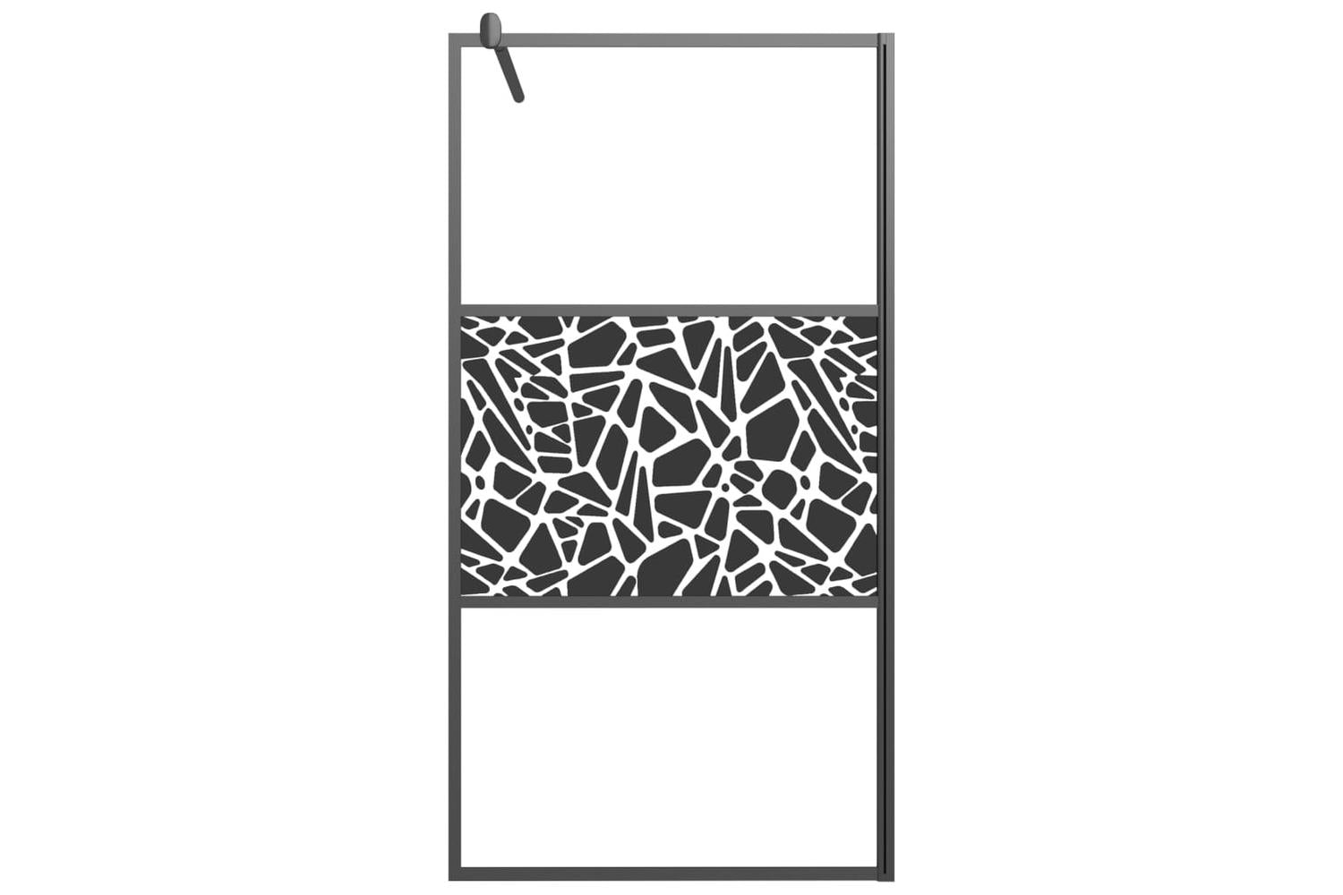 Vidaxl 151882 Walk-in Shower Wall 100x195cm Esg Glass With Stone Design Black-3