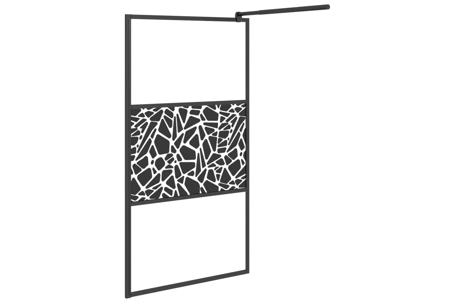 Vidaxl 151882 Walk-in Shower Wall 100x195cm Esg Glass With Stone Design Black-4