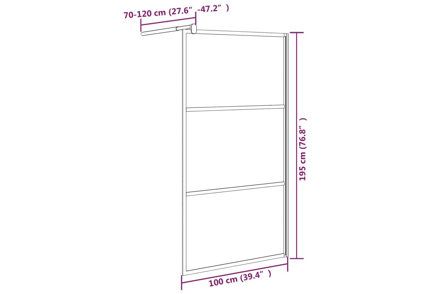 Vidaxl 151882 Walk-in Shower Wall 100x195cm Esg Glass With Stone Design Black-7