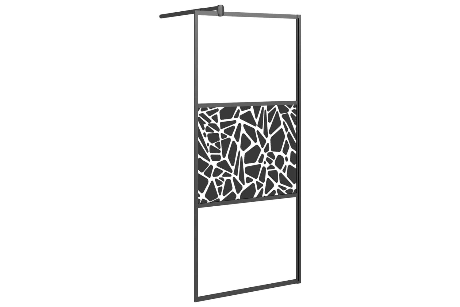 Vidaxl 151880 Walk-in Shower Wall 80x195cm Esg Glass With Stone Design Black-2