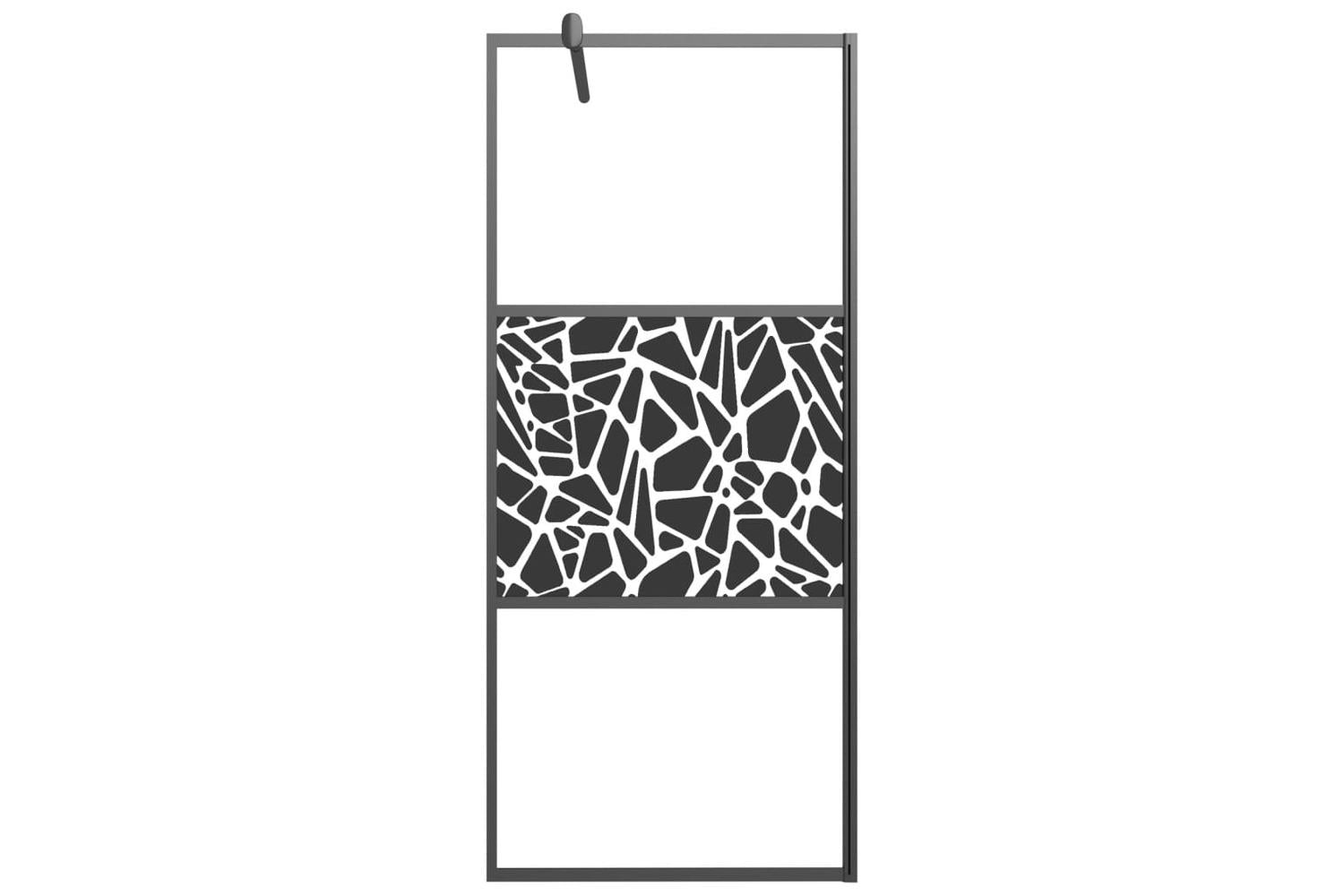 Vidaxl 151880 Walk-in Shower Wall 80x195cm Esg Glass With Stone Design Black-3