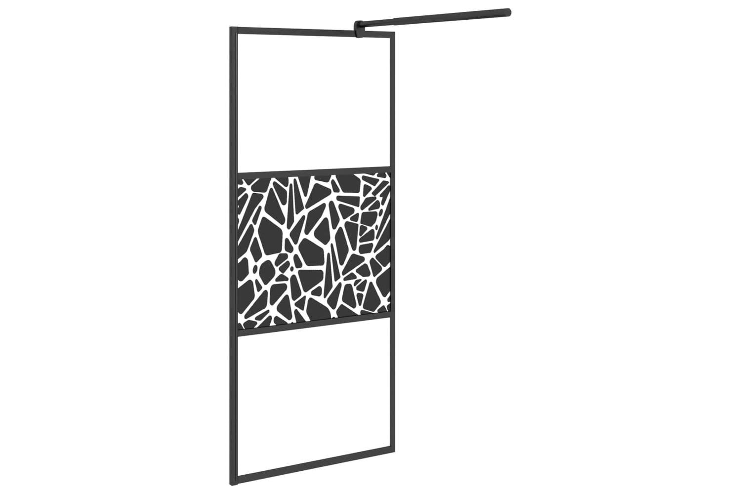 Vidaxl 151880 Walk-in Shower Wall 80x195cm Esg Glass With Stone Design Black-4