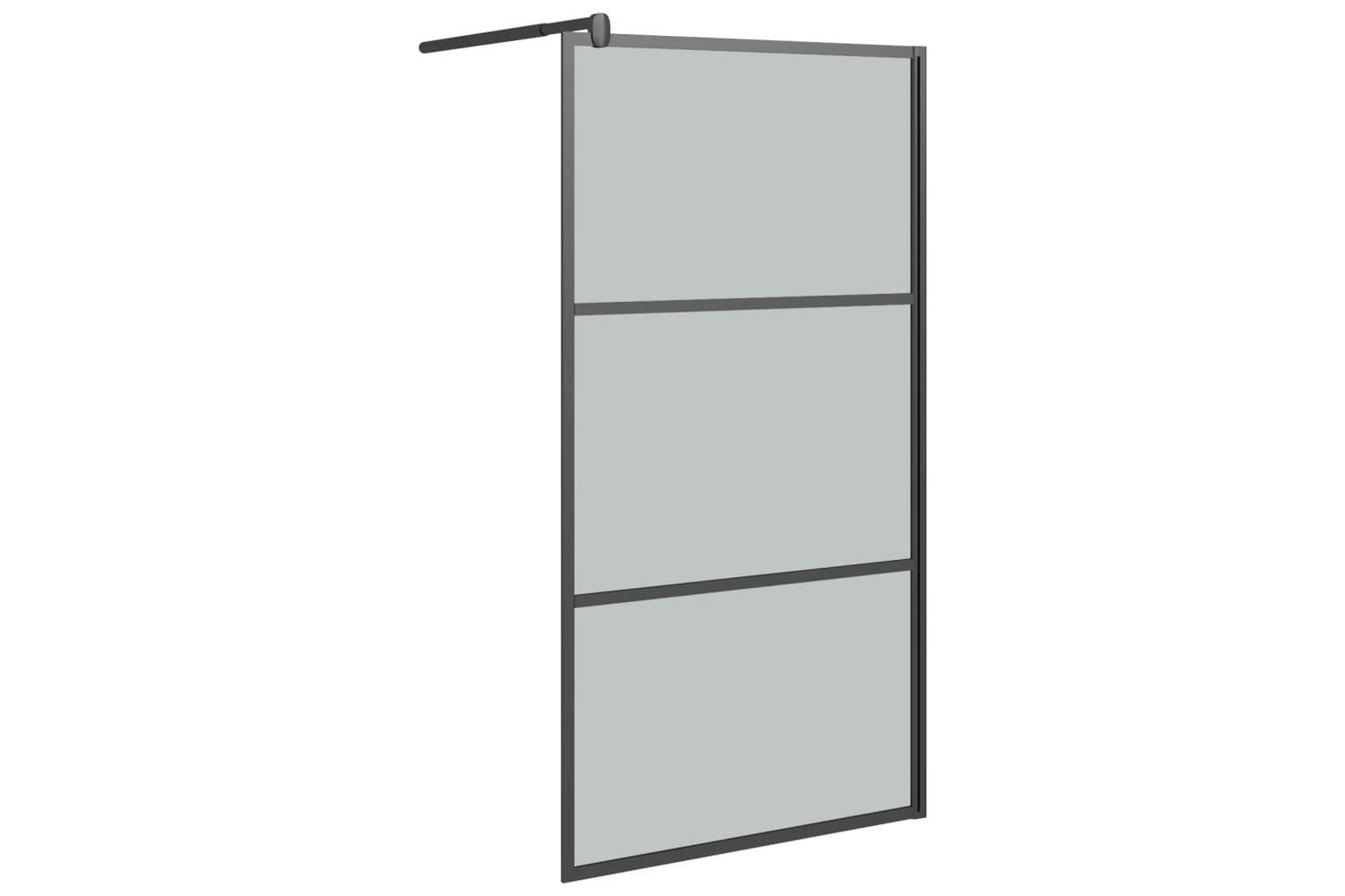 Vidaxl 151891 Walk-in Shower Wall 100x195cm Dark Esg Glass Black-2