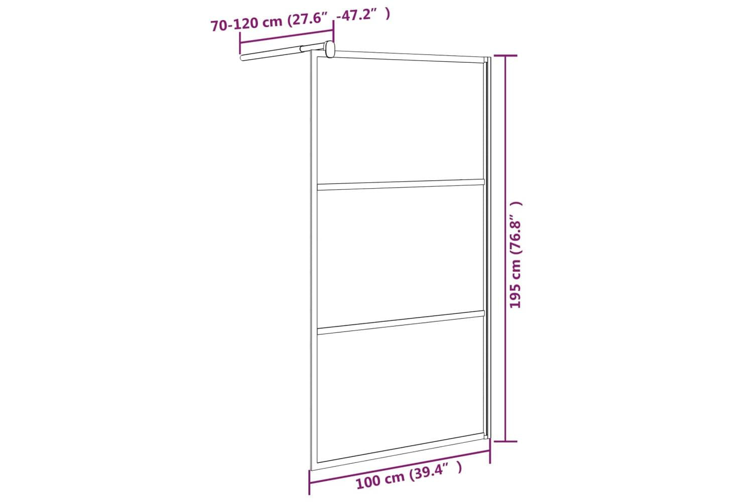 Vidaxl 151891 Walk-in Shower Wall 100x195cm Dark Esg Glass Black-7