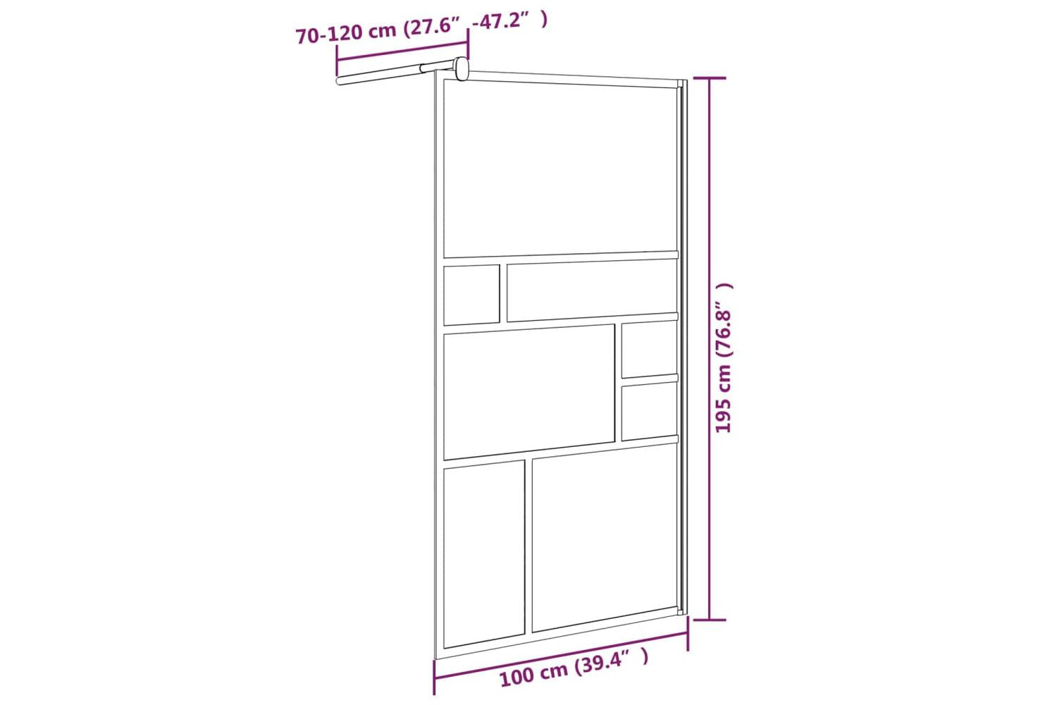 vidaXL 151870 Walk-in Shower Wall 100x195cm Esg Glass White-7
