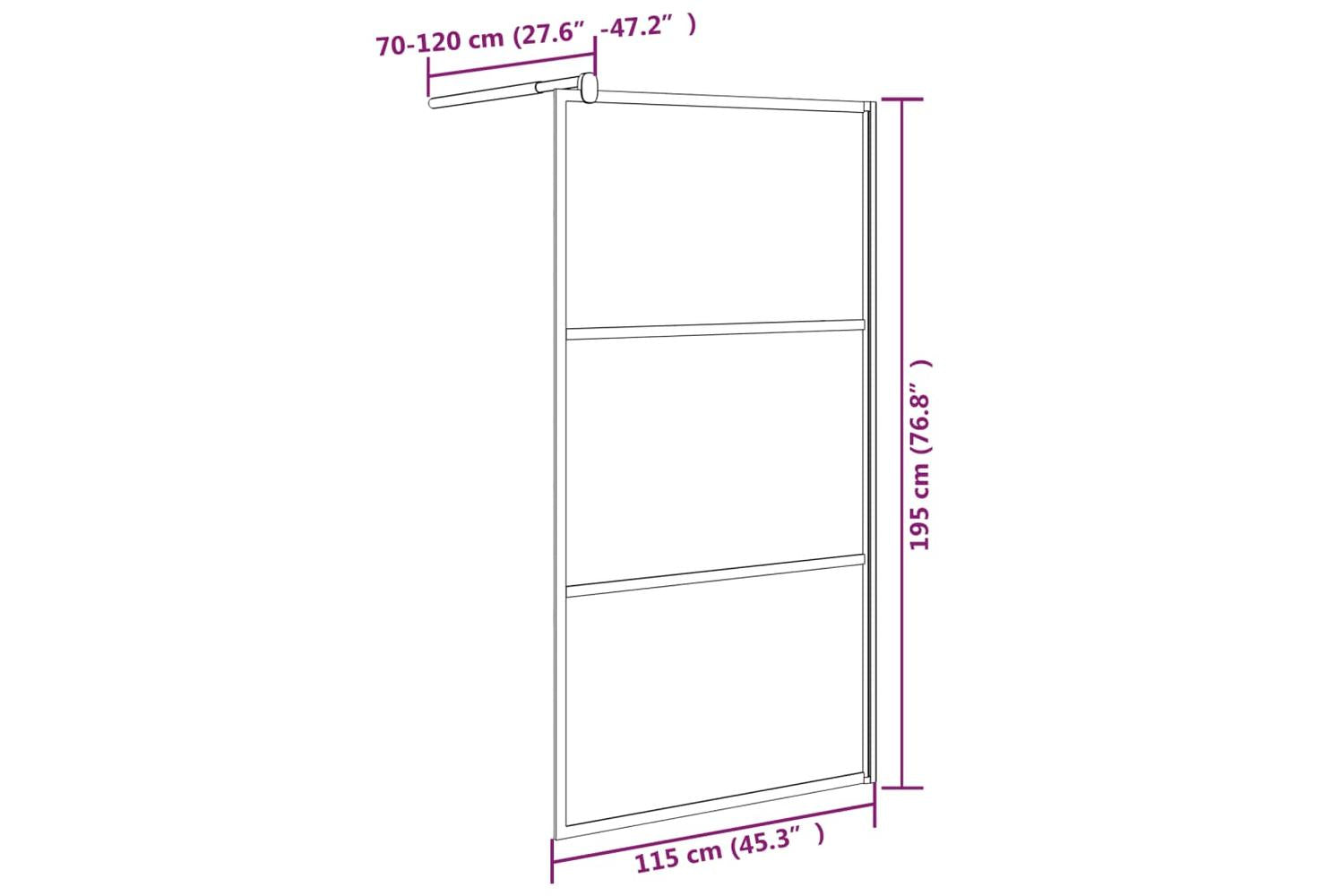 Vidaxl 151892 Walk-in Shower Wall 115x195cm Dark Esg Glass Black-7