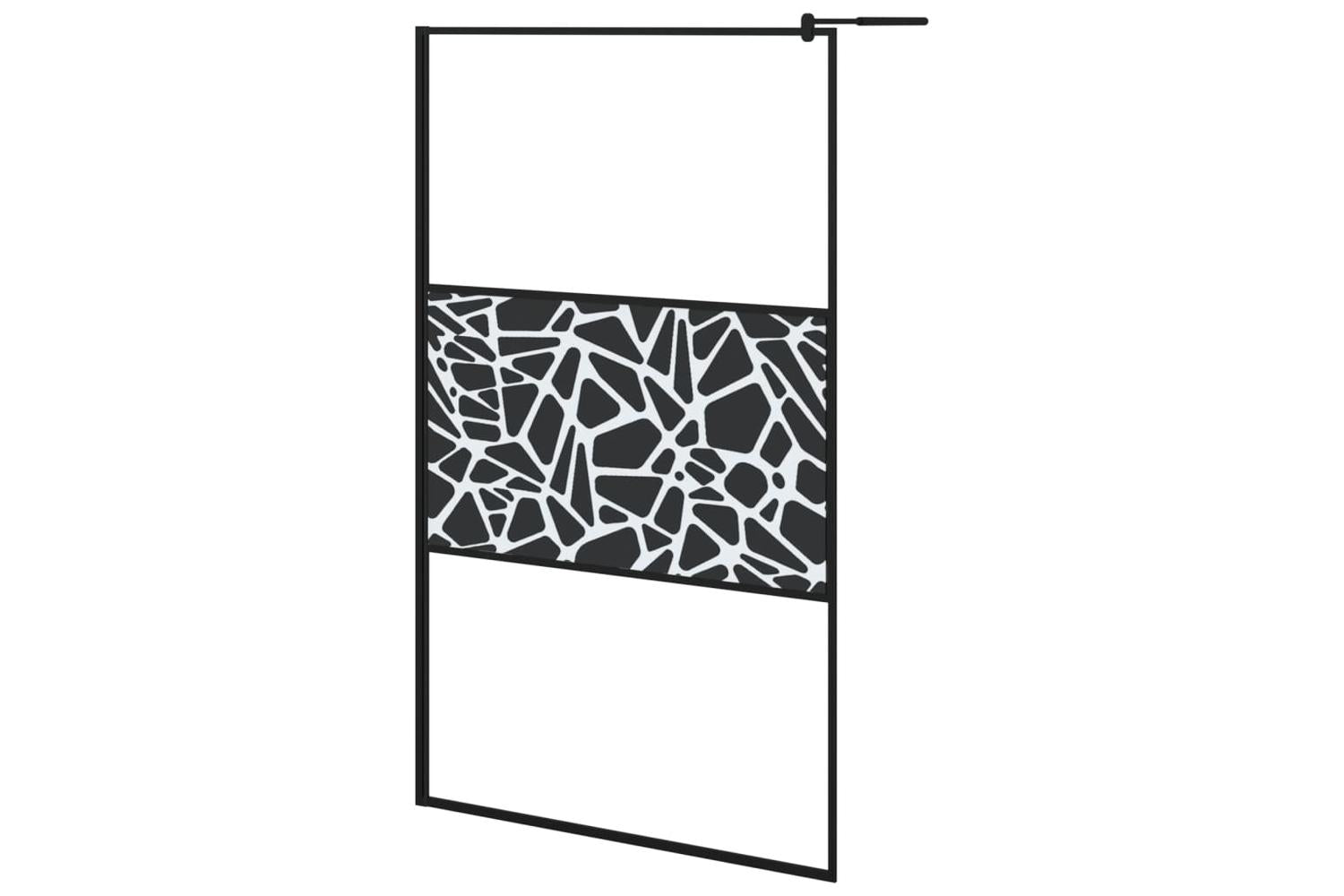 Vidaxl 151883 Walk-in Shower Wall 115x195cm Esg Glass With Stone Design Black