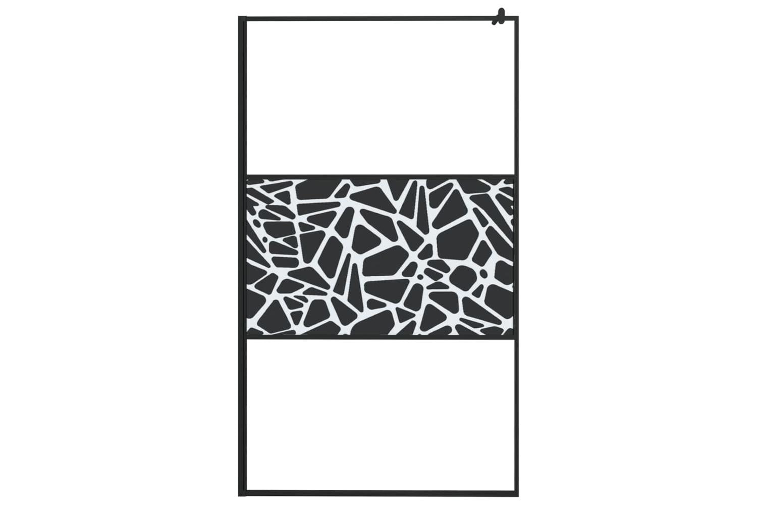 Vidaxl 151883 Walk-in Shower Wall 115x195cm Esg Glass With Stone Design Black-3