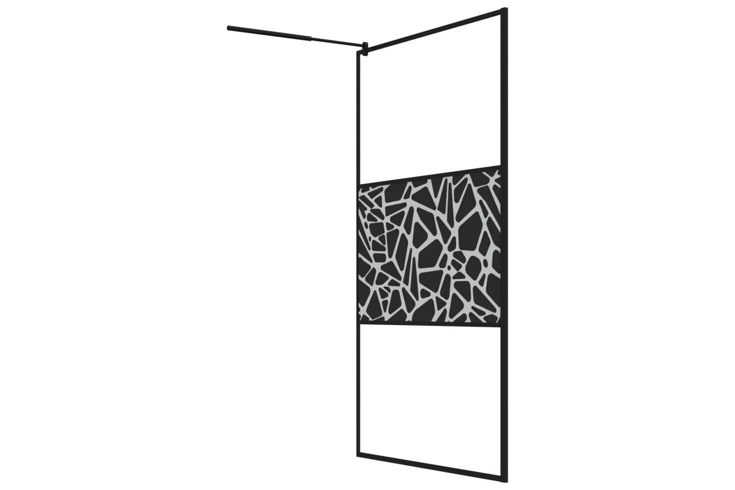 Vidaxl 151883 Walk-in Shower Wall 115x195cm Esg Glass With Stone Design Black-5