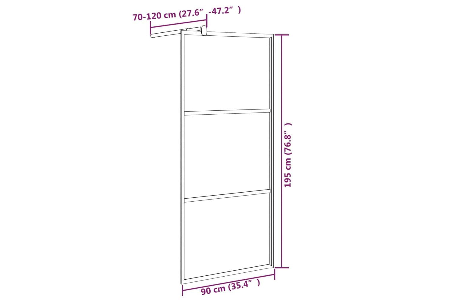 vidaXL 151877 Walk-in Shower Wall 90x195cm Frosted Esg Glass Black-7