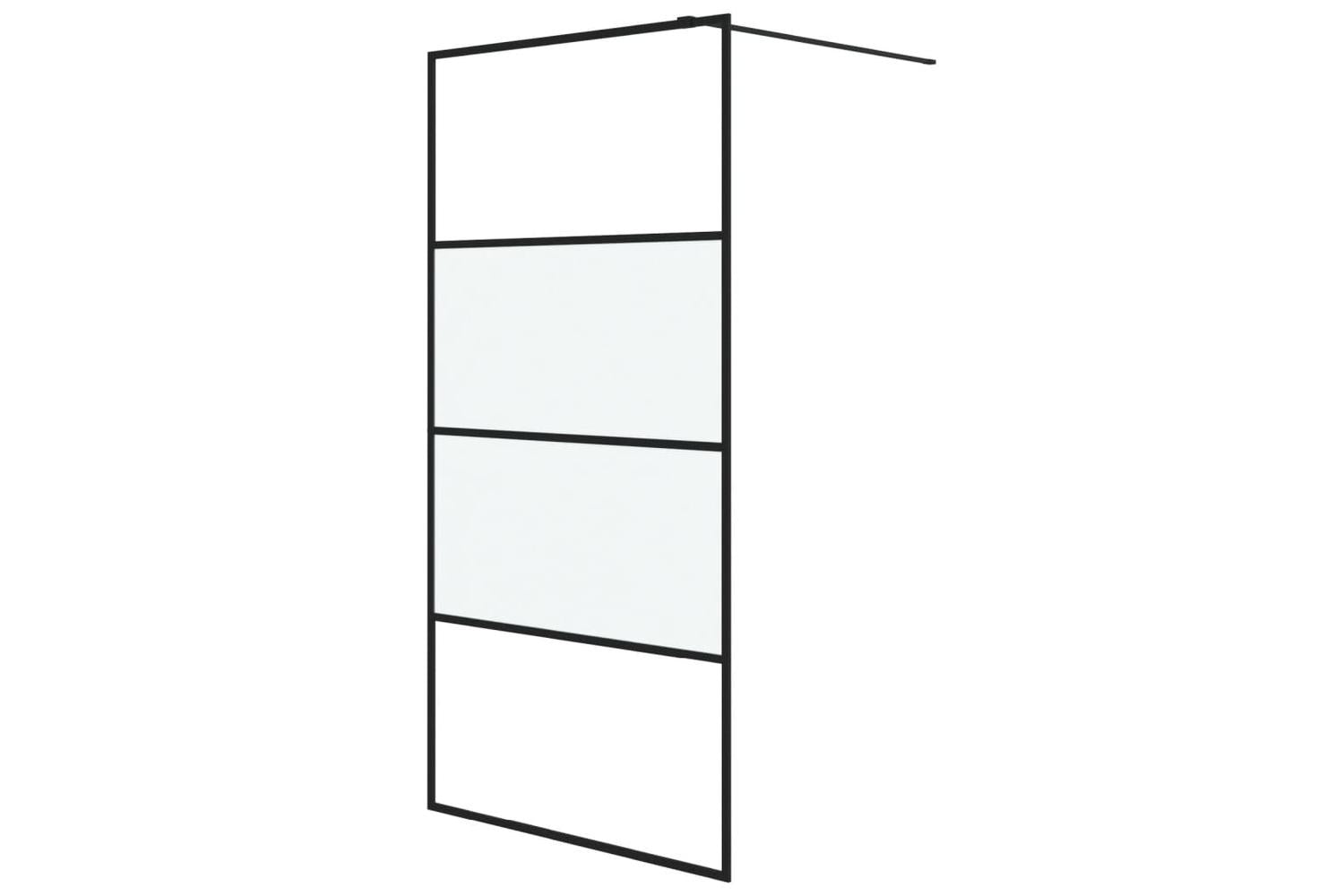 vidaXL 152127 Walk-in Shower Wall Black 100x195cm Half Frosted Esg Glass-2