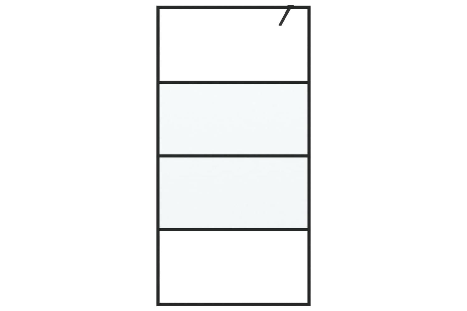 vidaXL 152127 Walk-in Shower Wall Black 100x195cm Half Frosted Esg Glass-3