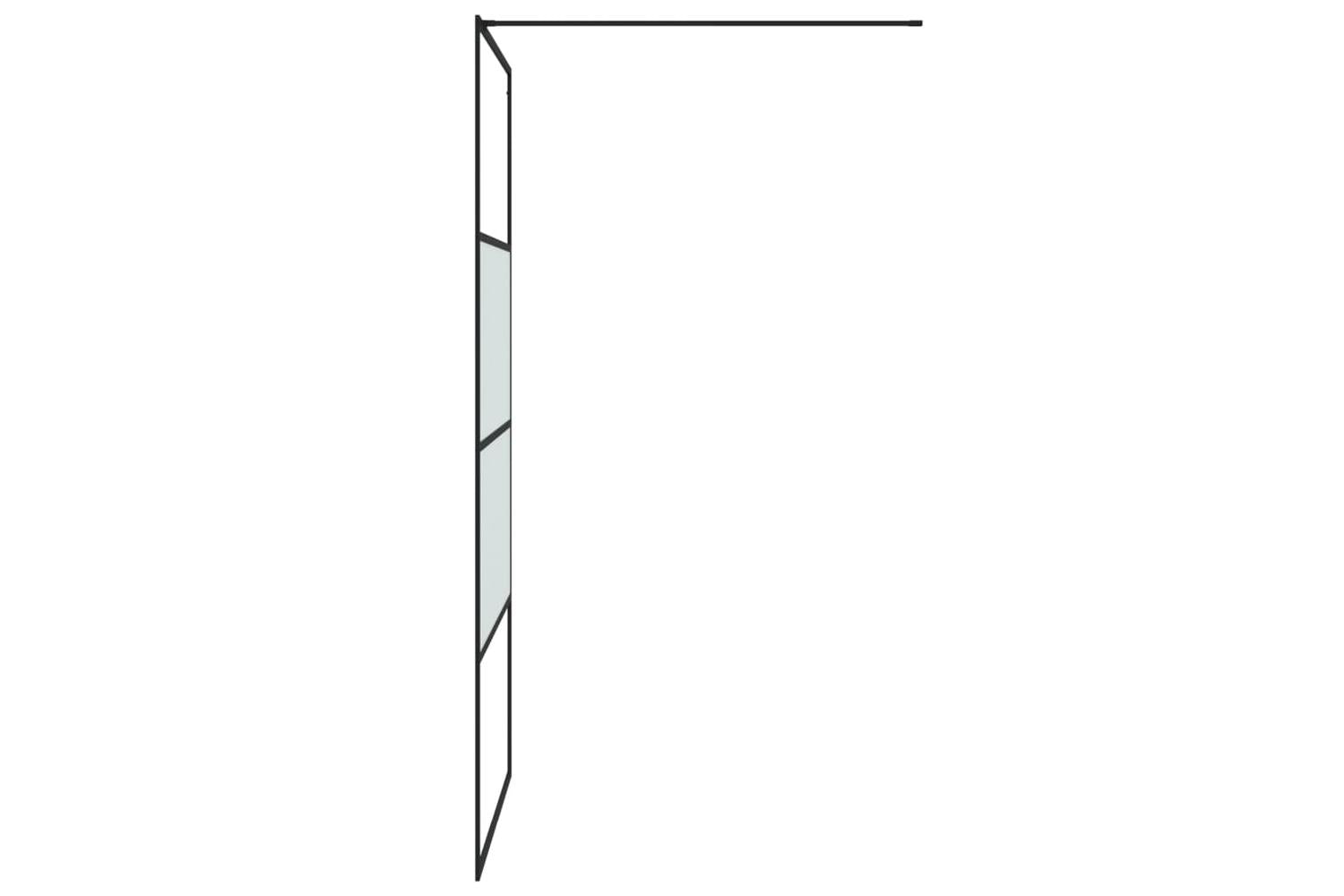 vidaXL 152127 Walk-in Shower Wall Black 100x195cm Half Frosted Esg Glass-4