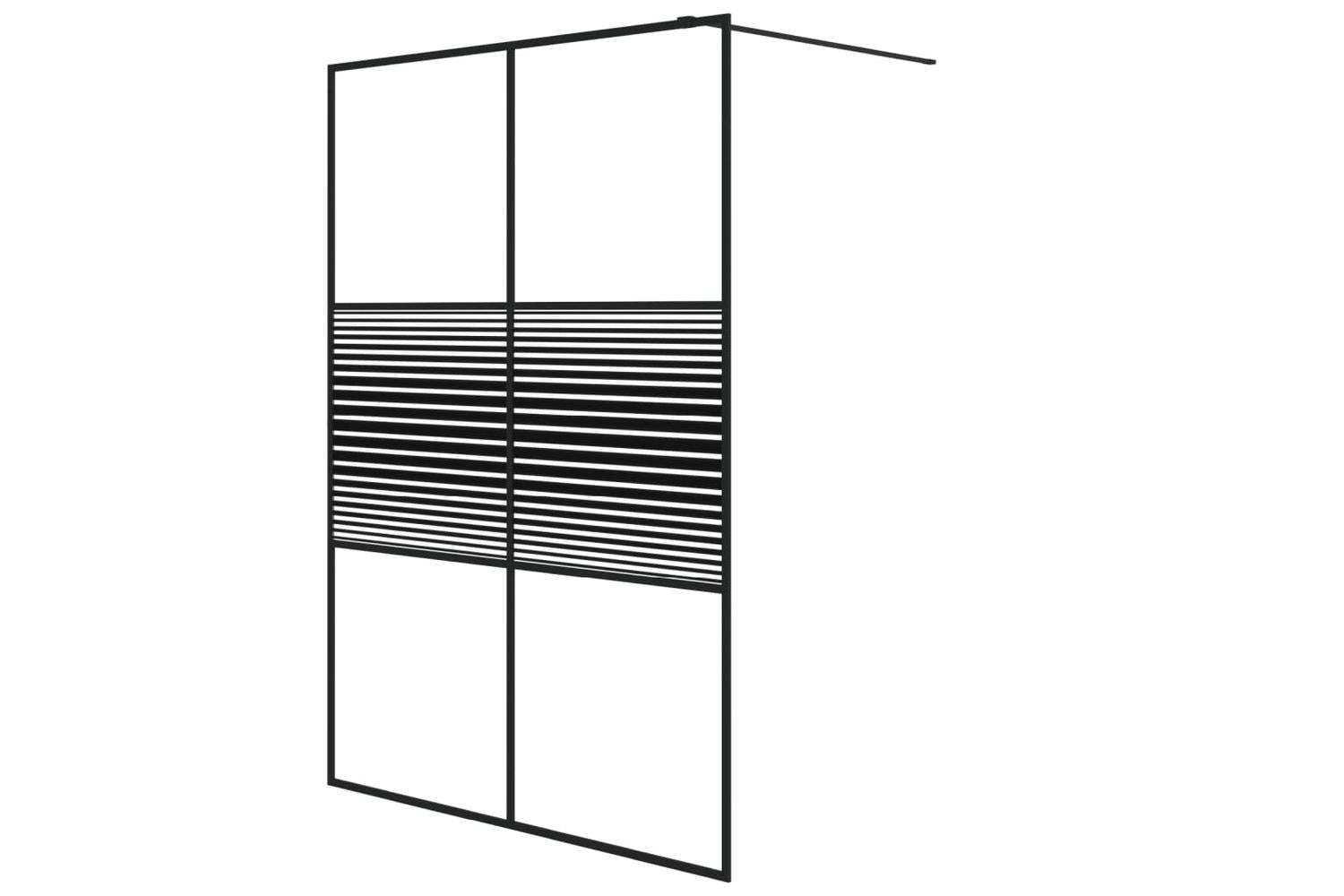 vidaXL 152149 Walk-in Shower Wall Black 140x195cm Clear Esg Glass-2