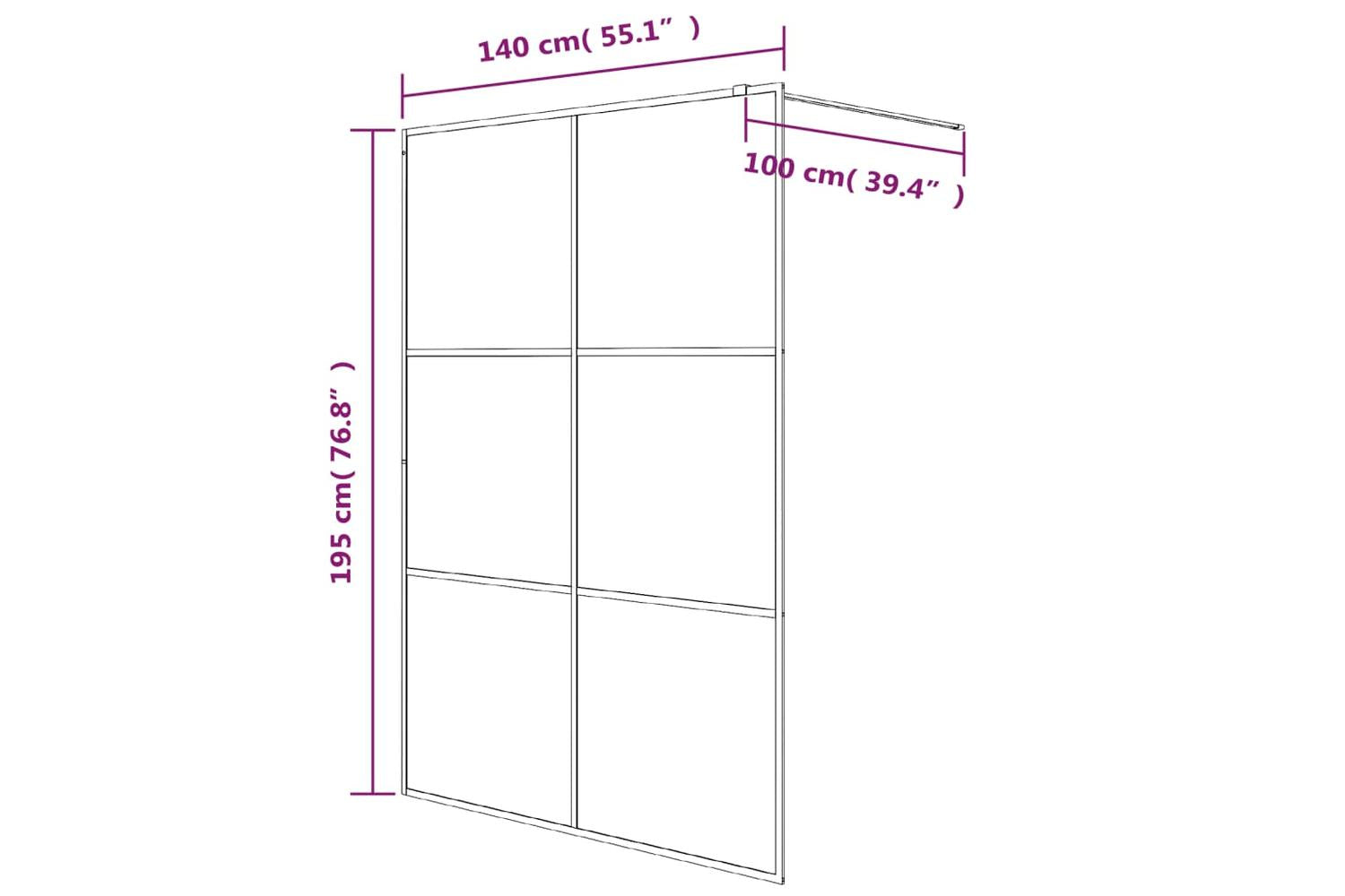 vidaXL 152149 Walk-in Shower Wall Black 140x195cm Clear Esg Glass-7
